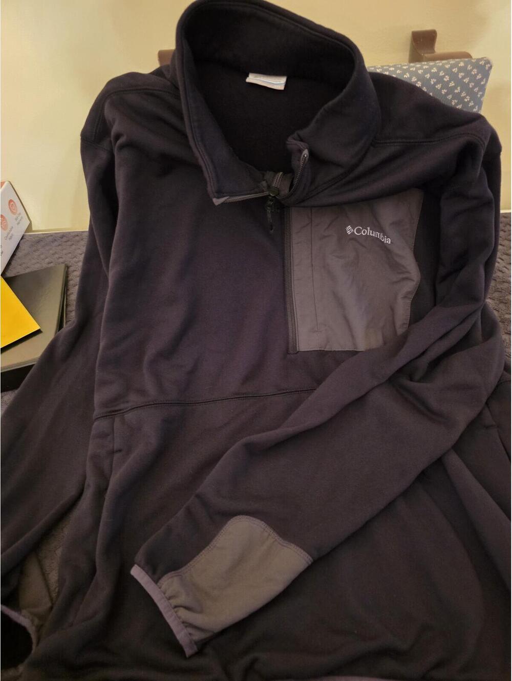 Columbia Men’s XXL 1/4 Zip Fleece Pullover Dark Navy Gray Pocket Outdoor Jacket - Picture 7 of 11